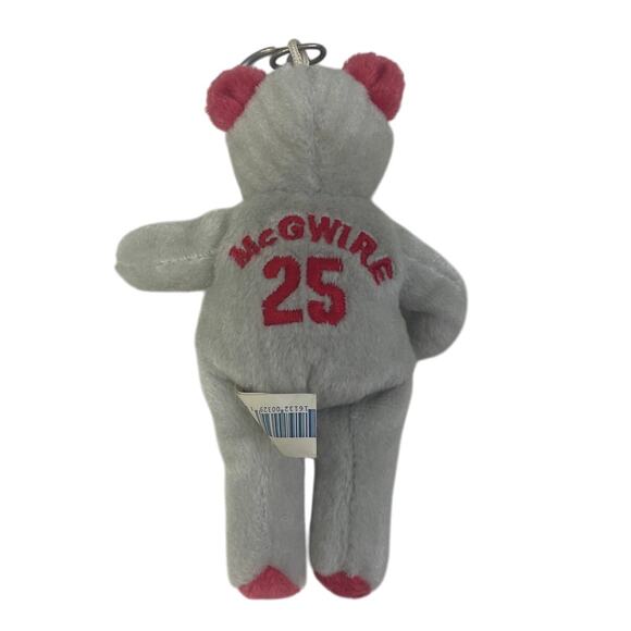 Vintage 1990s St Louis Cardinals Mark McGwire Stuffed Plush Teddy Bear Keychain - Picture 3 of 4